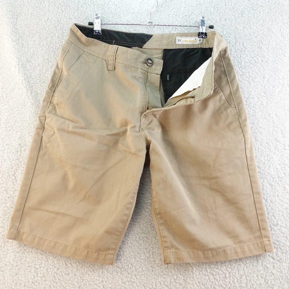 Volcom True To This Men's 31‎ Beige Casual Chino Shorts Skate Flat Front Y2K